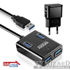 HUB GR-384UAB Ginzzu USB 3.0 4 port + adapter