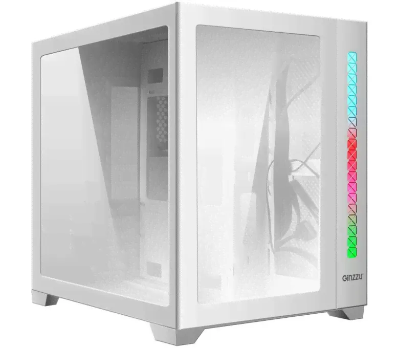 Корпус mATX кубик без БП Ginzzu V400, белый-0