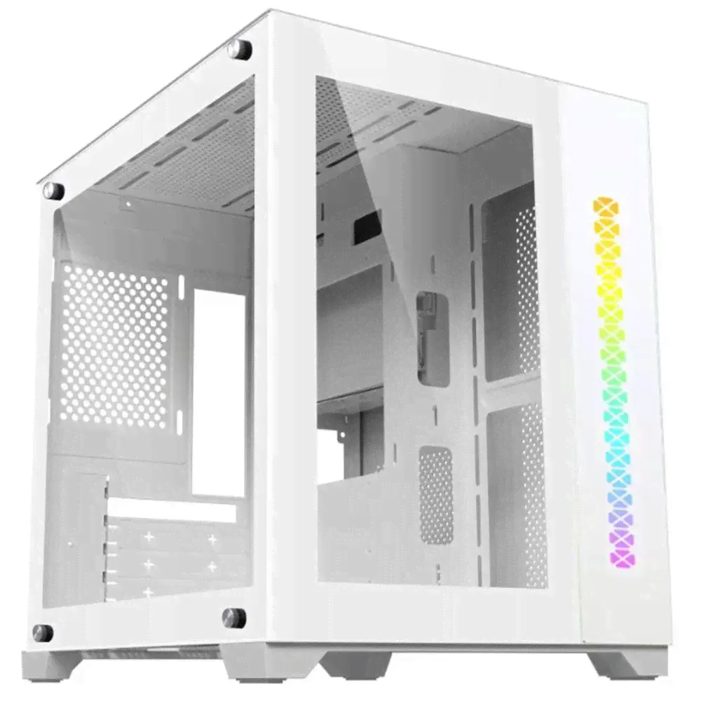 Корпус ПК Ginzzu V400 mATX кубик, закаленное стекло, RGB подсветка-2