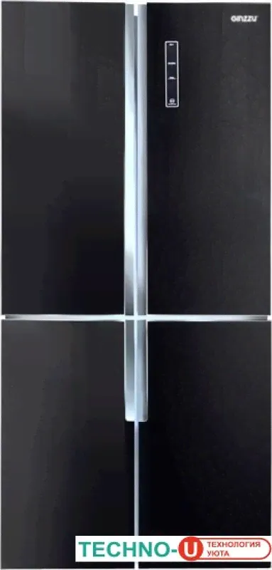 Четырёхдверный холодильник Ginzzu NFK-510 Black glass