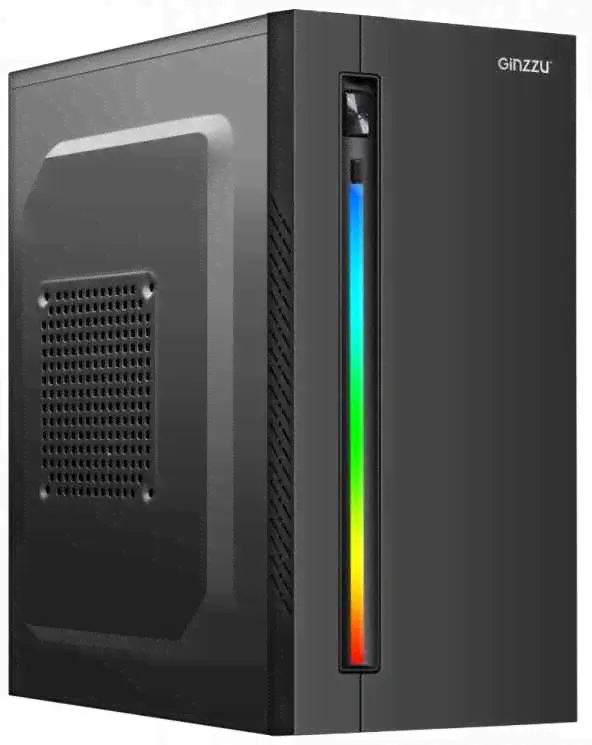 Корпус GINZZU D350 Black, mATX, NoPSU, 2xU2, RGB Stripe